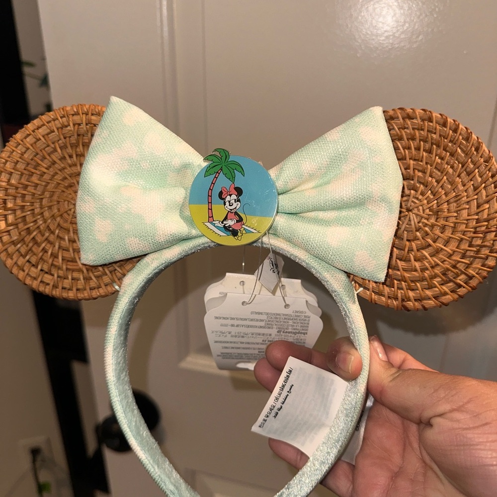 Mint Green Bow and Woven Ears Headband